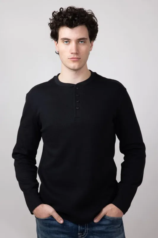 Weatherproof Vintage Waffle Henley Shirt for Men in Black | F243093GK-BLK sold by Glik’s