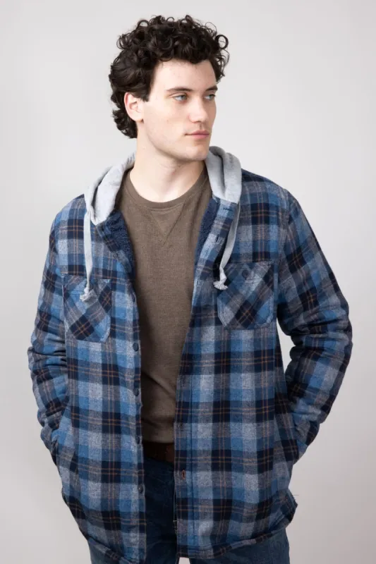 Weatherproof Vintage Sherpa Lined Hooded Shirt Jacket for Men in Blue | F245456GK-BLUE sold by Glik’s