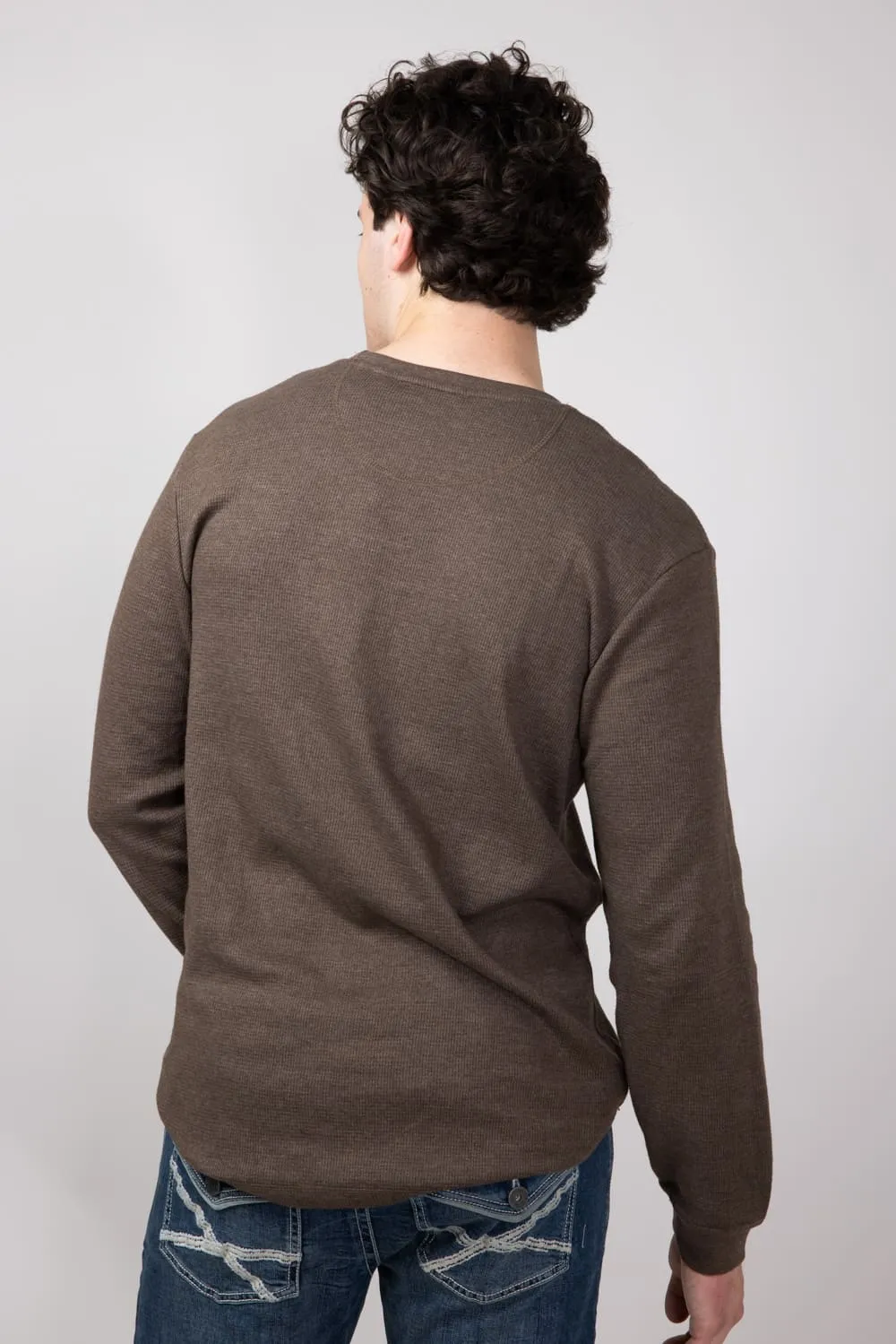 Weather Vintage Waffle Crewneck Shirt for Men in Demitasse | F2430246GK-DEMITASSE sold by Glik’s product image thumbnail 2