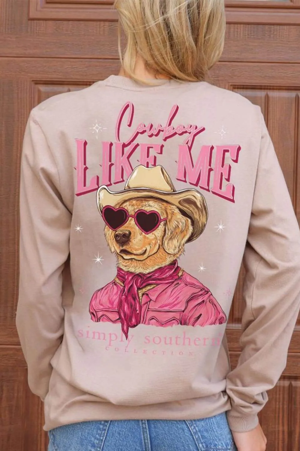Simply Southern Long Sleeve Cowboy Like Me Dog T-Shirt for Women in Mocha | LS-LIKEME-MOCHA sold by Glik’s