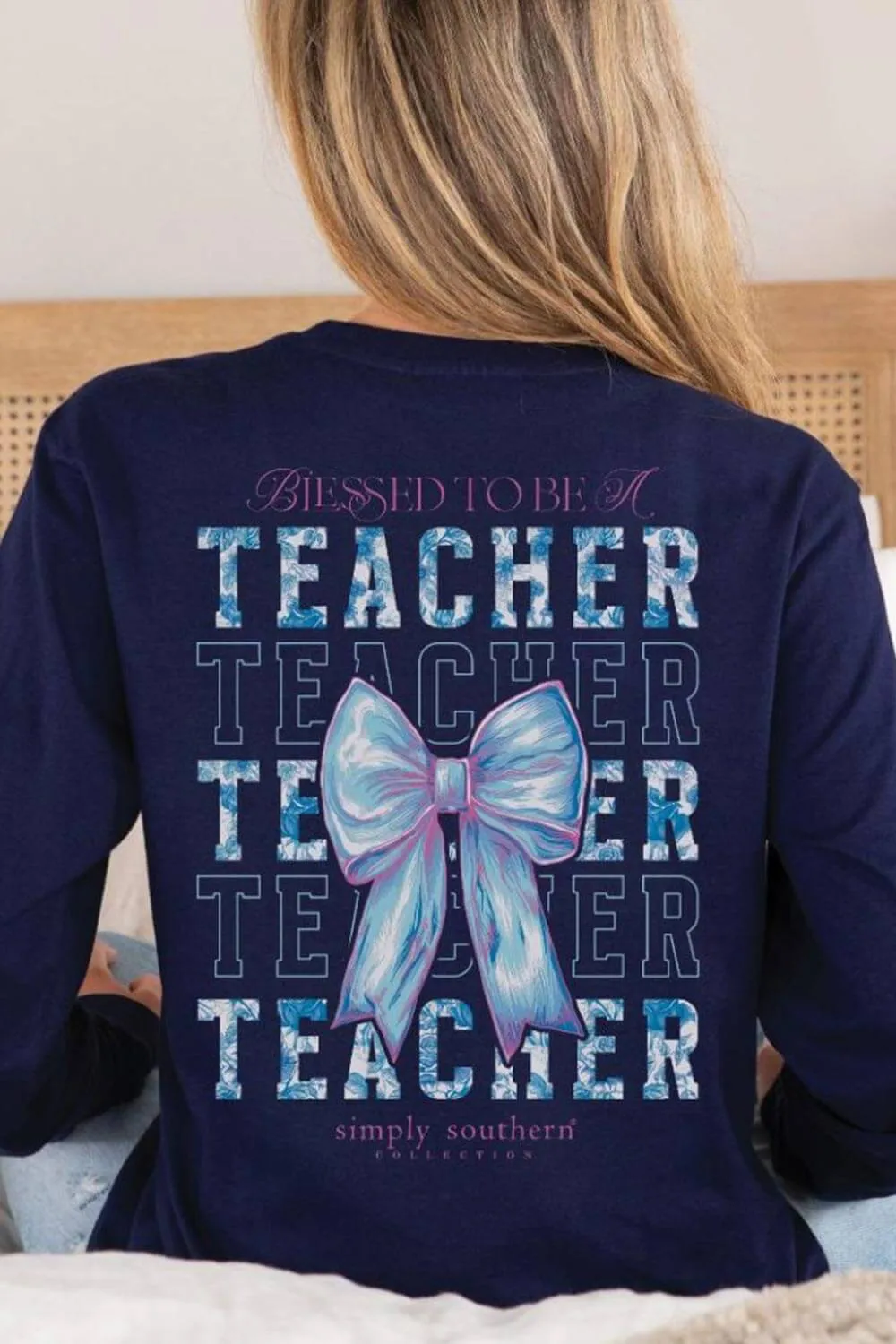 Simply Southern Long Sleeve Blessed Teacher T-Shirt for Women in Eclipse | LS-TEACHER-ECLIPSE sold by Glik’s