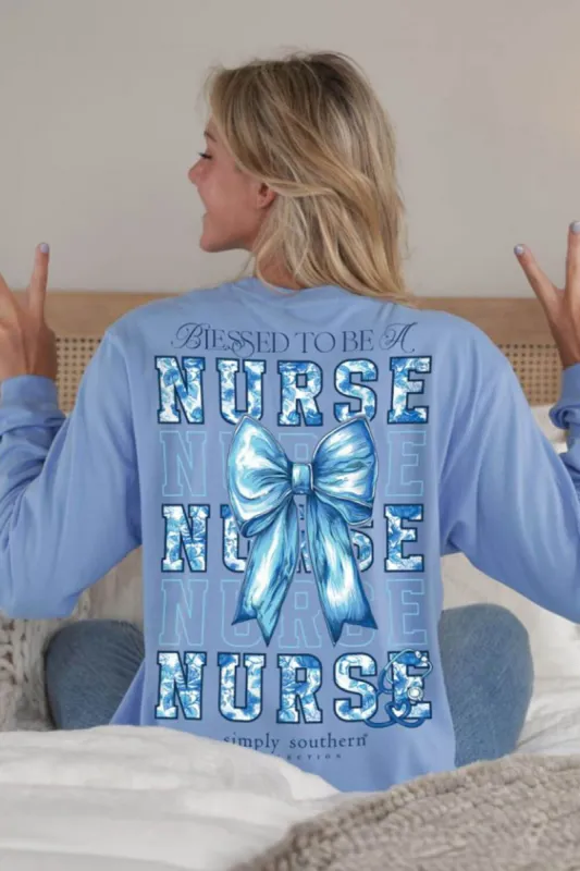 Simply Southern Long Sleeve Blessed Nurse T-Shirt for Women in Vista | LS-NURSE-VISTA sold by Glik’s