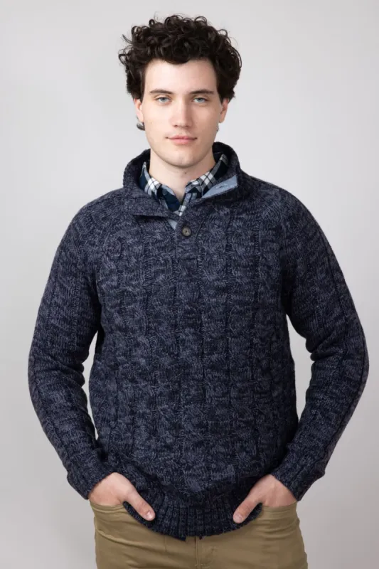 Weatherproof Vintage Cable Button Neck Sweater for Men in Indigo | F2440639GK-INDIGO sold by Glik’s