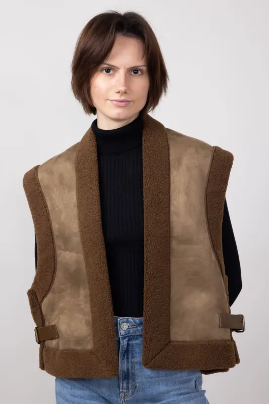 Suede Vest for Women in Brown | QCV420012-BROWN sold by Glik’s