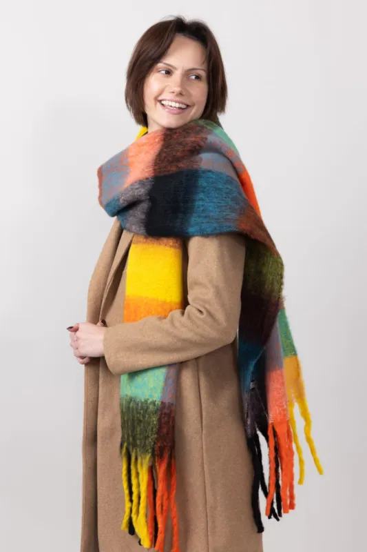 Soft & Cozy Plaid Scarf for Women in Orange | WCL120077-ORA sold by Glik’s