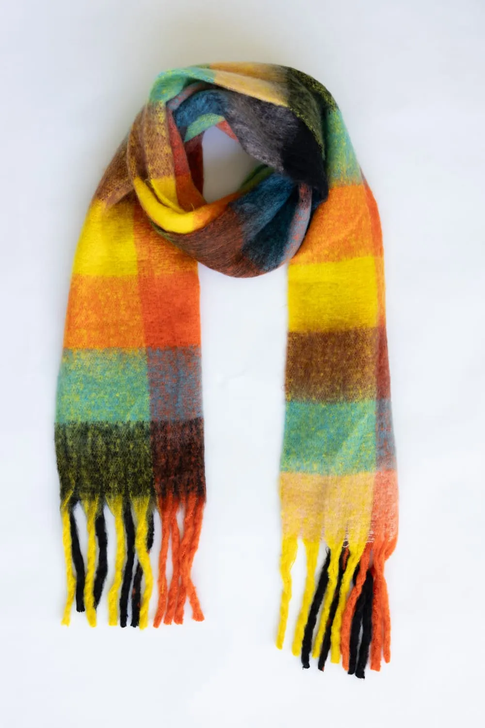 Soft & Cozy Plaid Scarf for Women in Orange | WCL120077-ORA sold by Glik’s product image thumbnail 3