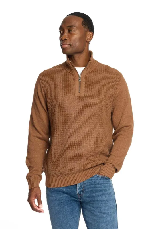 Weatherproof Vintage Textured Quarter Zip Sweater for Men in Harvest Heather | F245994GK-HARVESTHEATHER sold by Glik’s