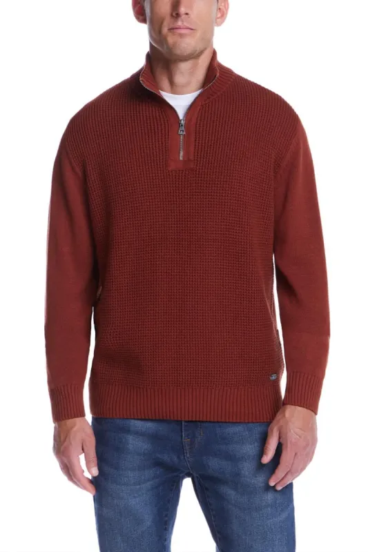 Weatherproof Vintage Textured Quarter Zip Sweater for Men in Roasted Russet | F245994GK-ROASTEDRUSSET sold by Glik’s