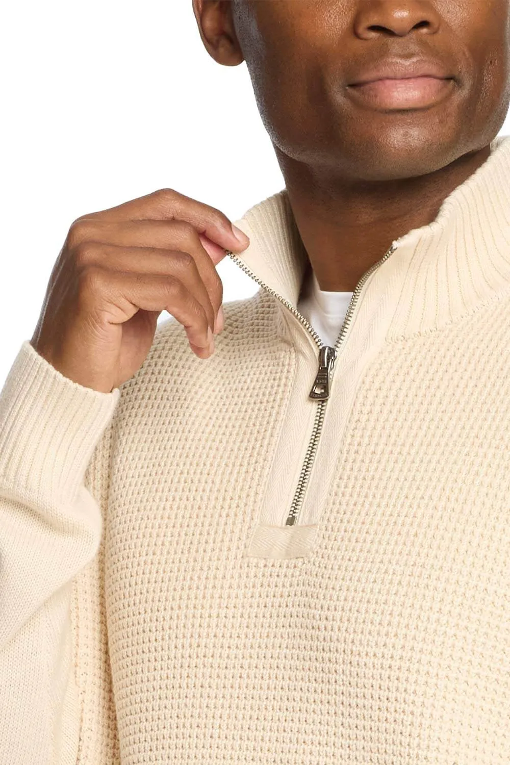 Weatherproof Vintage Textured Quarter Zip Sweater for Men in Ecru | F245994GK-ECRU sold by Glik’s product image thumbnail 3
