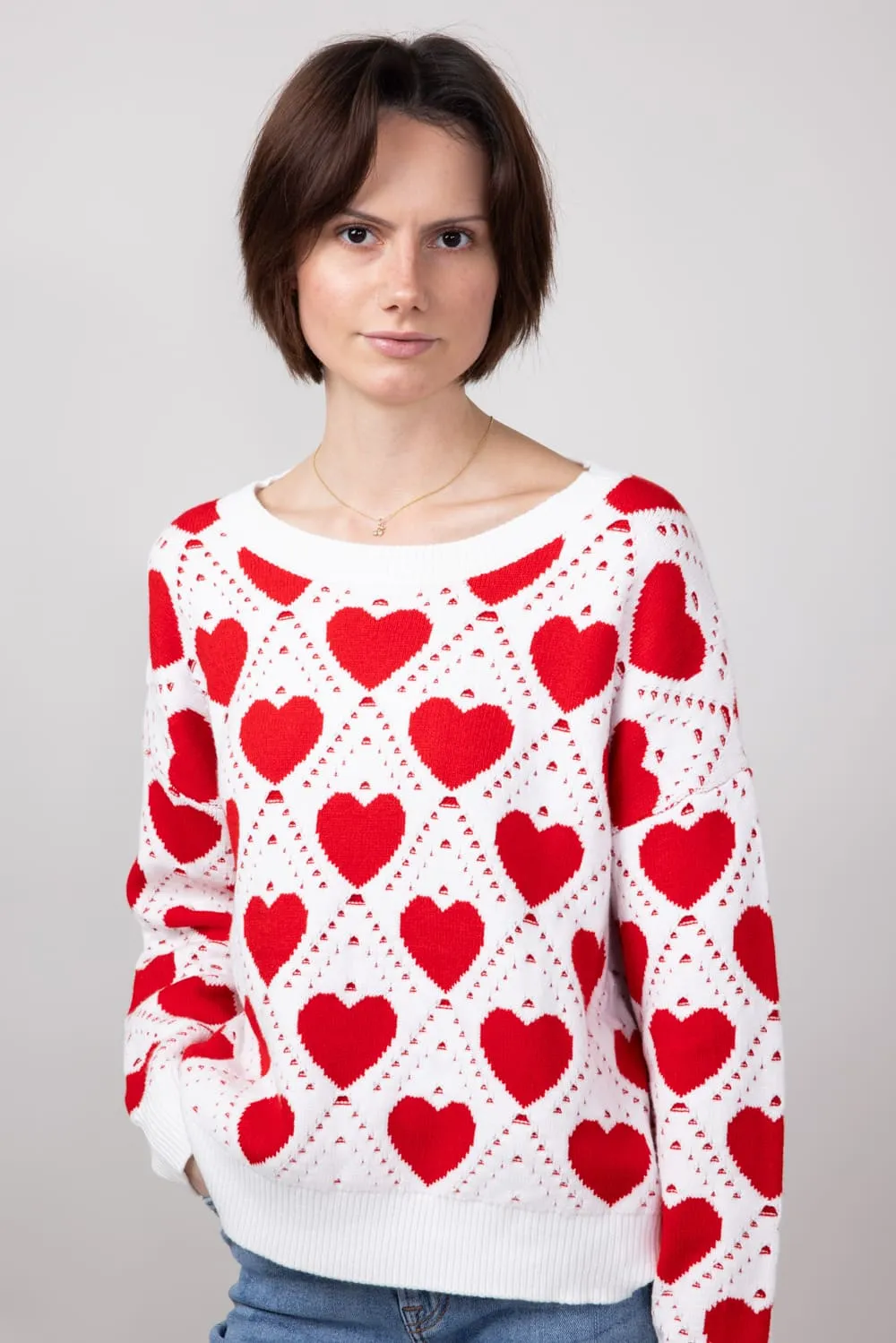 Miracle Kirigami Heart Sweater for Women in Ivory/Red | W8372-IVORYRED sold by Glik’s product image thumbnail 4