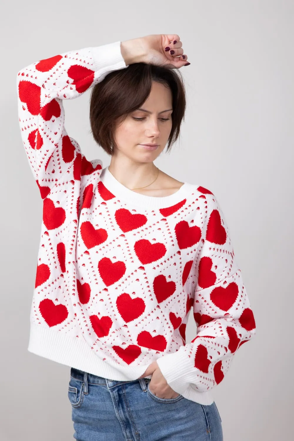 Miracle Kirigami Heart Sweater for Women in Ivory/Red | W8372-IVORYRED sold by Glik’s product image thumbnail 3