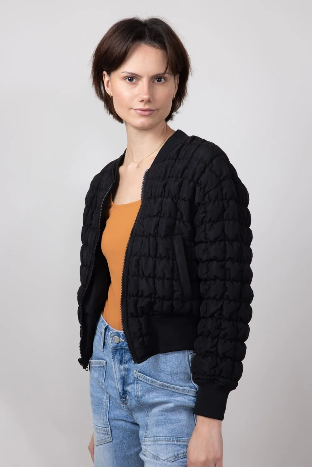 Quilted Puffer Jacket for Women in Black | JQD004-BLACK sold by Glik’s product image thumbnail 3