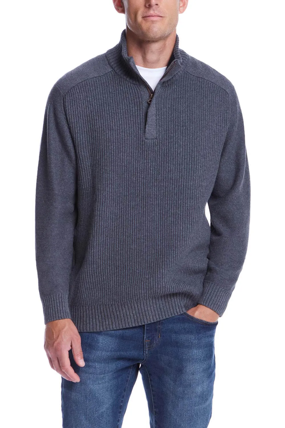 Weatherproof Vintage Southwest Quarter Zip Sweater for Men in Smoke Grey Heather | F2440421GK-SMOKEGREY sold by Glik’s