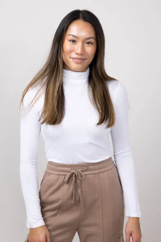 Long Sleeve Turtleneck Top for Women in White | T10073-WHITE sold by Glik’s