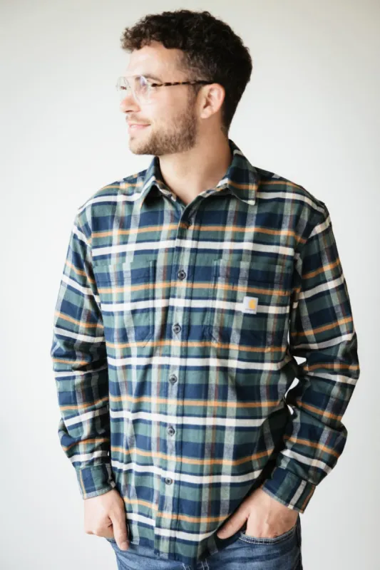 Carhartt Rugged Flex Midweight Flannel Shirt for Men in Navy | 106352-I26-NVY sold by Glik’s