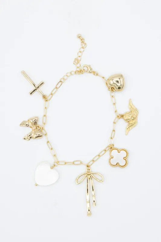 7 Charm Bracelet in White Gold | NBA114GDWHT sold by Glik’s