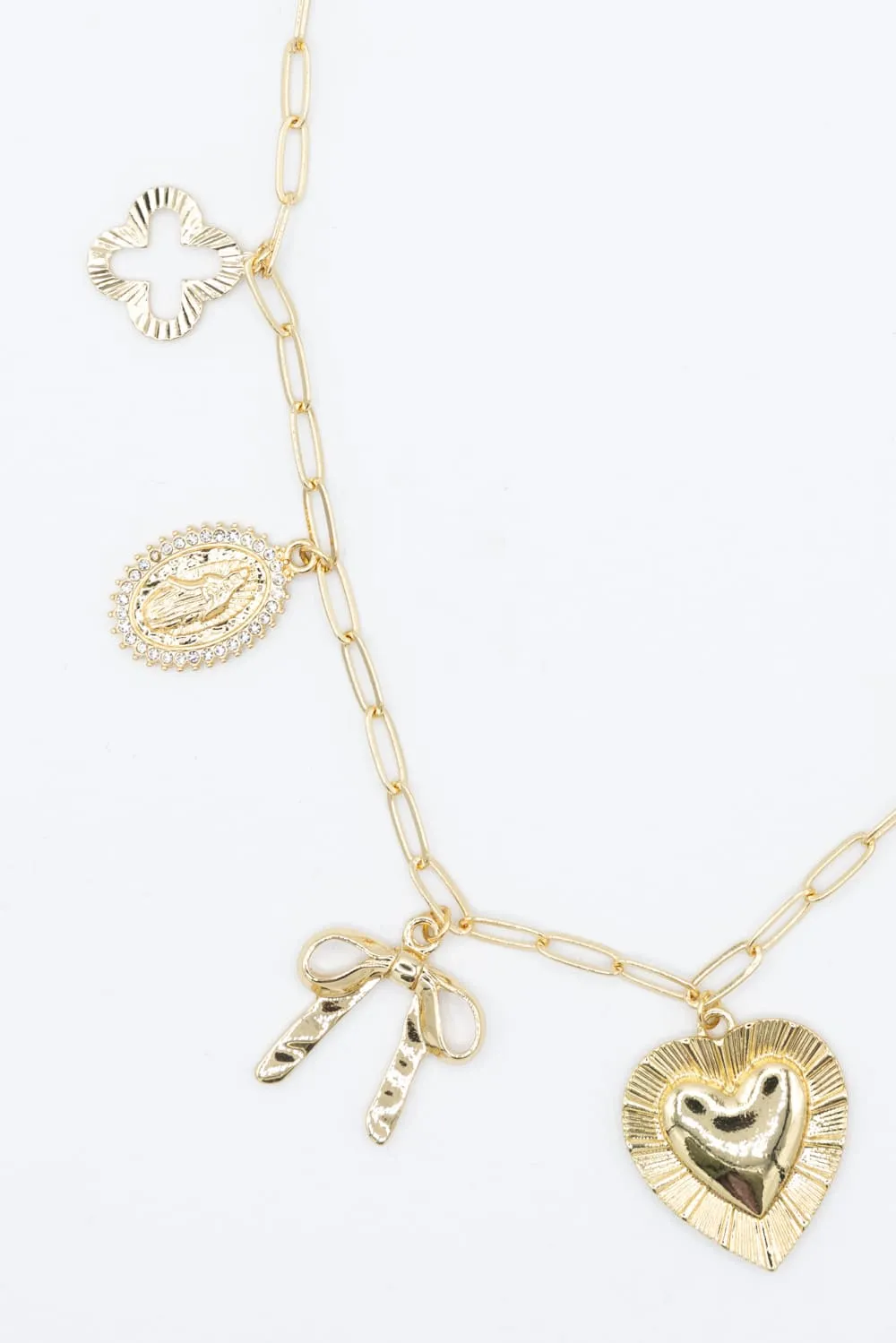 7 Charm Necklace in Gold | NNA218GDWHT sold by Glik’s product image thumbnail 3