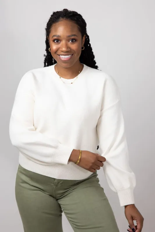 Crewneck Sweater for Women in Cream | LF3S26354-CRM sold by Glik’s