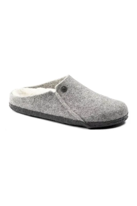 Birkenstock Zermatt Shearling Wool Felt Slippers for Women in Light Gray | 1015086 sold by Glik’s