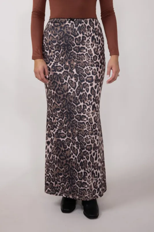 Leopard Print Maxi Skirt for Women in Animal Print | MAS3015-ANIMALPRINT sold by Glik’s
