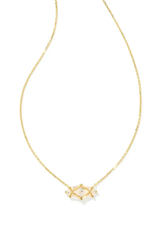 Kendra Scott Lindy Rae Elisa Golf Short Pendant Necklace in White Crystal | 9608871977 sold by Glik’s
