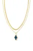 Kendra Scott Abbie Gold Pave Frame Large Long Pendant Necklace in Navy Abalone | 9608875388 sold by Glik’s