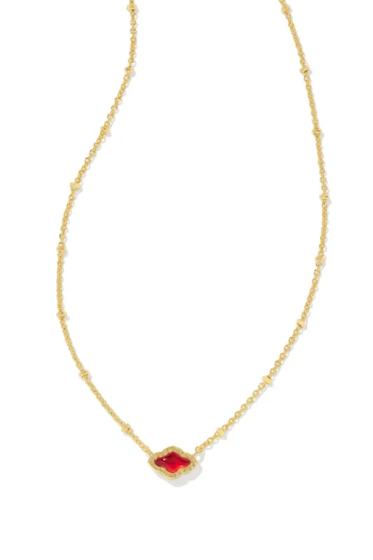 Kendra Scott Mini Abbie Gold Satellite Short Pendant in Cranberry Illusions | 9608877925 sold by Glik’s