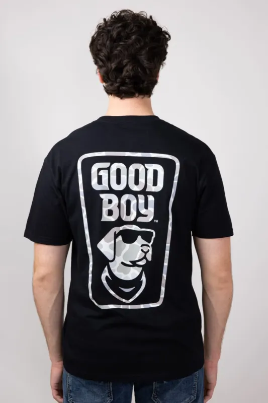 Good Boy Camo Dog T-Shirt for Men in Black | 2214-BLACK sold by Glik’s