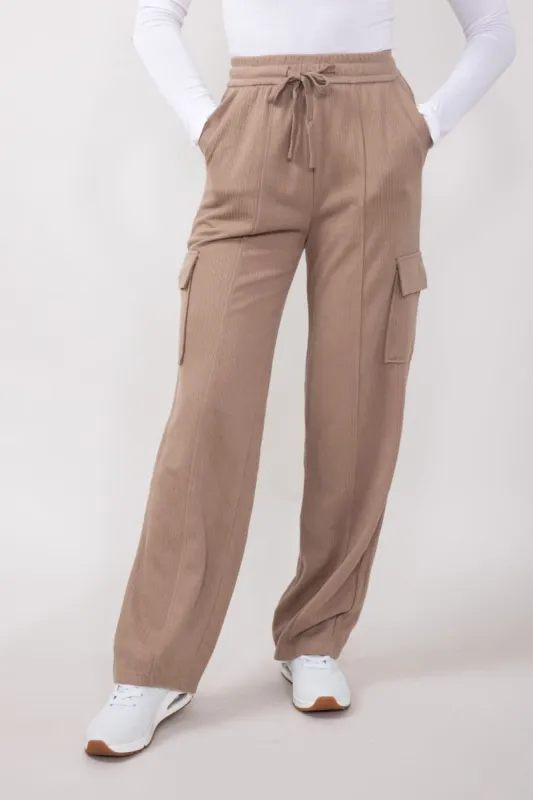 Drawstring Cargo Sweatpants for Women in Taupe | CARGO-TR1-TAUPE sold by Glik’s
