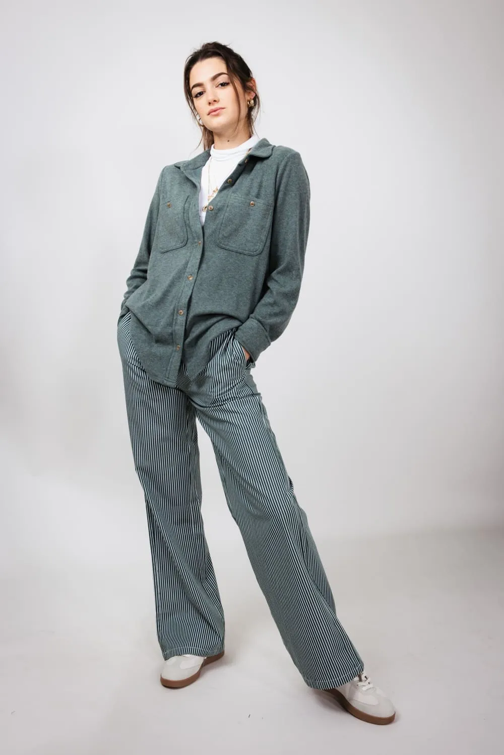 Thread & Supply Lewis Soft Luxe Button Up Shirt for Women in Heather Foliage | T1084PVXTS-HEATHERFOLIAGE sold by Glik’s product image thumbnail 3