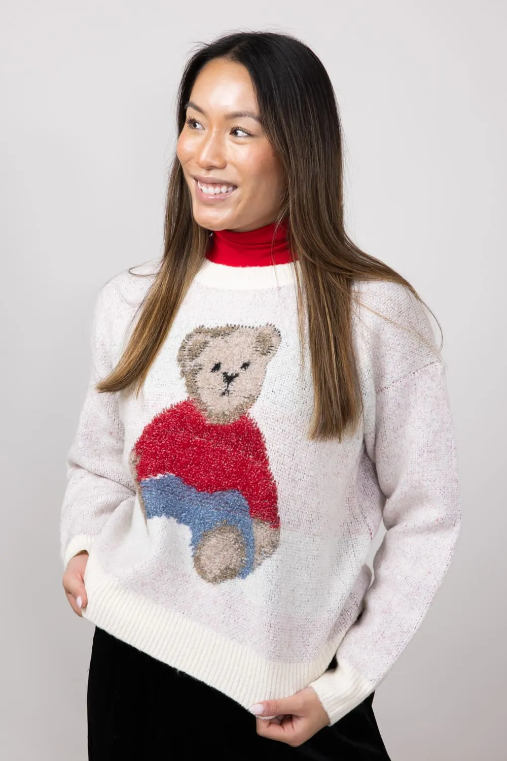 Bear Crewneck Sweater for Women in Ivory | K5038-B-IVORY sold by Glik’s product image thumbnail 4