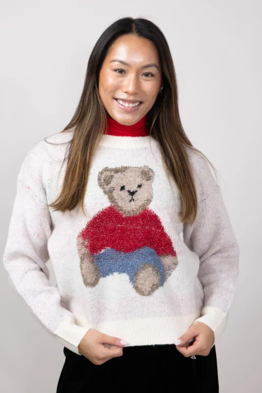 Bear Crewneck Sweater for Women in Ivory | K5038-B-IVORY sold by Glik’s
