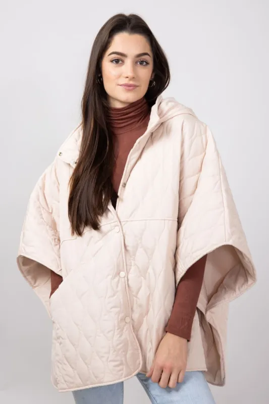 Quilted Puffer Poncho for Women in Tan | QCM420013-TAN sold by Glik’s