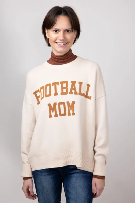 Football Mom Sweater for Women in Cream/Light Brown | GW18FBM-CRMBRN sold by Glik’s