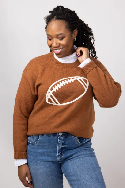 Football Knit Sweater for Women in Brown | GW22FB-BRN sold by Glik’s