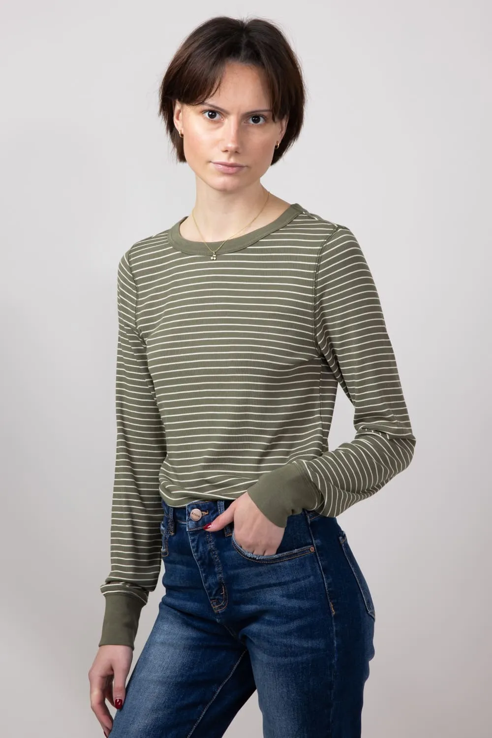 Thread & Supply Stacy Stripe Shirt for Women in Sea Turtle | T1390MSTS-SEATURTLESTRIPE sold by Glik’s product image thumbnail 4