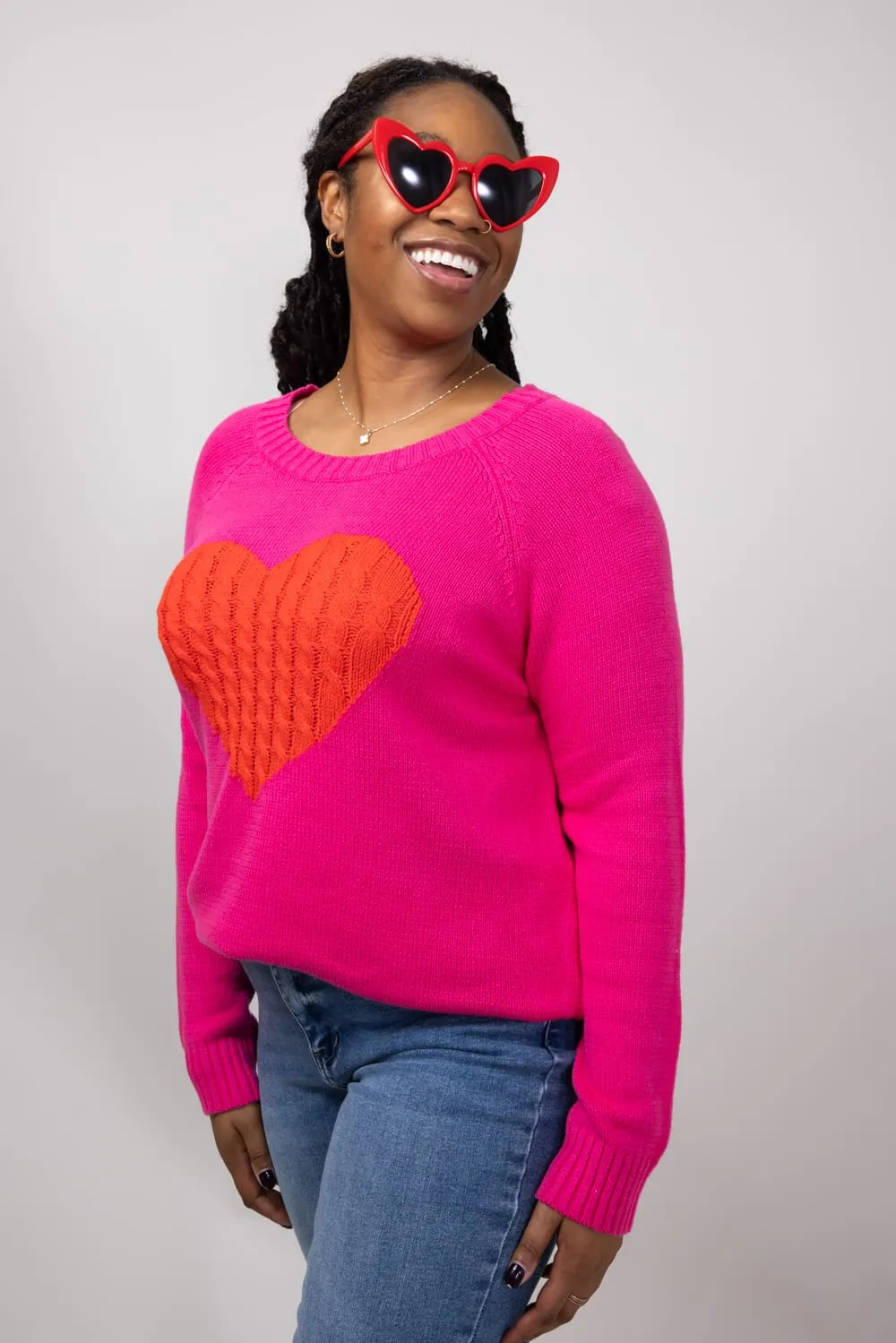 Miracle Textured Heart Sweater for Women in Hot Pink/Red | M9147-HPINKRED sold by Glik’s product image thumbnail 4