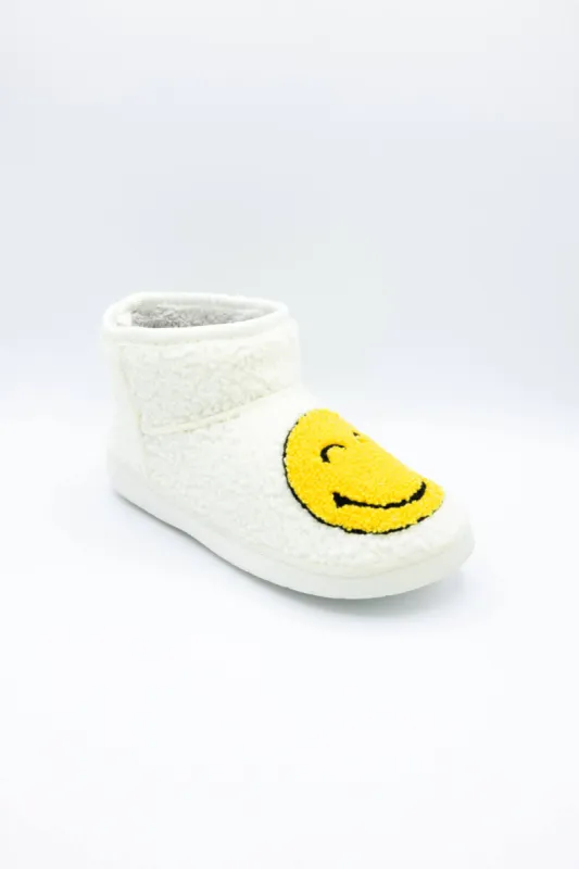 MIA Chill Smiley Face Slipper Booties for Women in White/Yellow | GS1412404-YELLOW sold by Glik’s