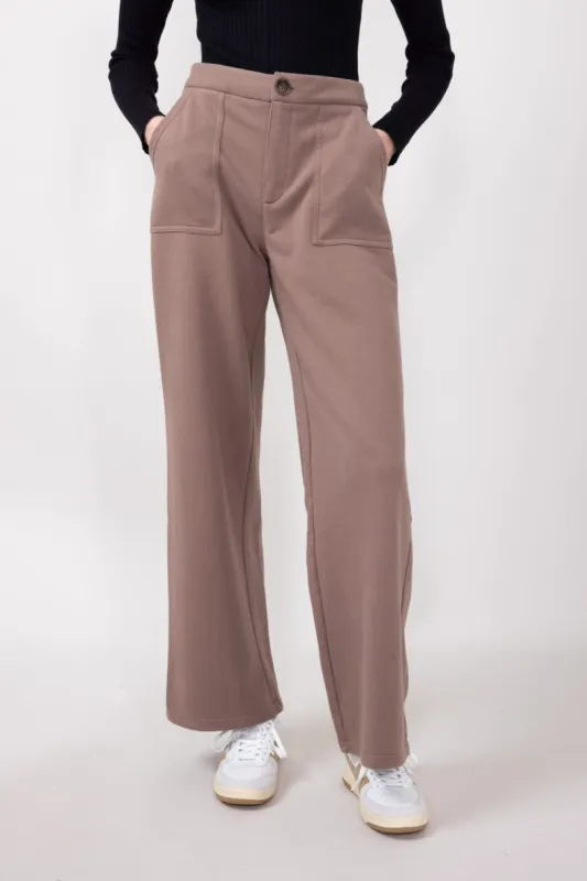 Straight Leg Trouser Sweatpants for Women in Mocha | FP3362-MOCHA sold by Glik’s