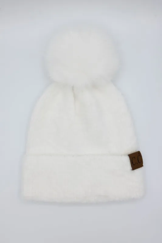 C.C. Plush Terry Chenille Beanie for Women in Ivory | HTC0038POM-IVORY sold by Glik’s