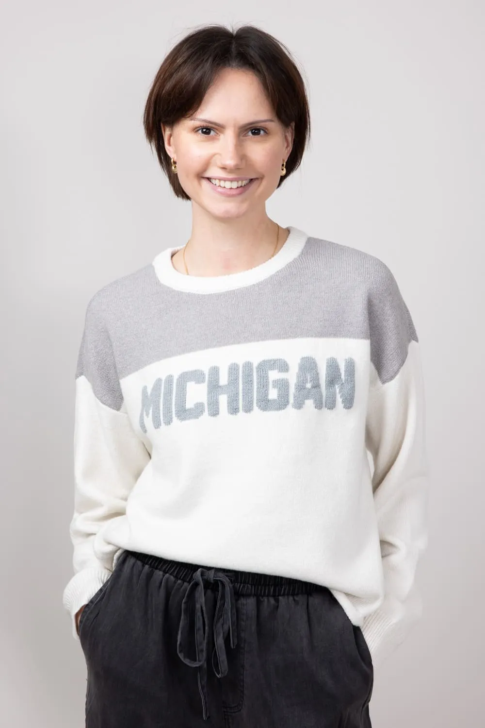 Thread & Supply Color Block Michigan Sweater for Women in Grey | T2442SWTS-GREY sold by Glik’s