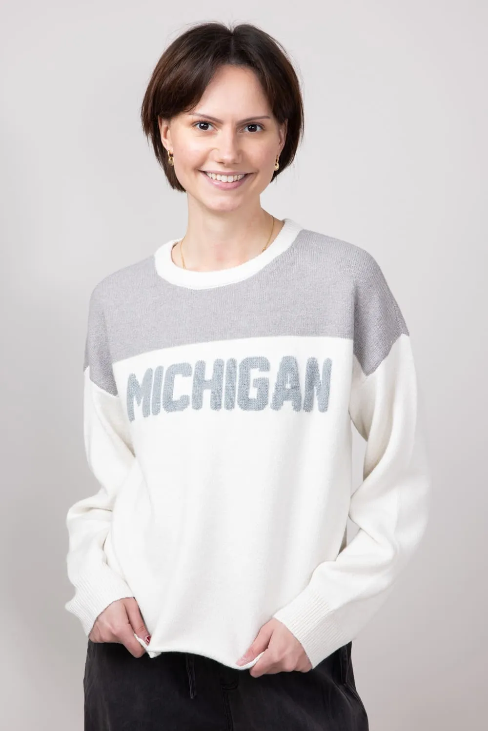 Thread & Supply Color Block Michigan Sweater for Women in Grey | T2442SWTS-GREY sold by Glik’s product image thumbnail 3