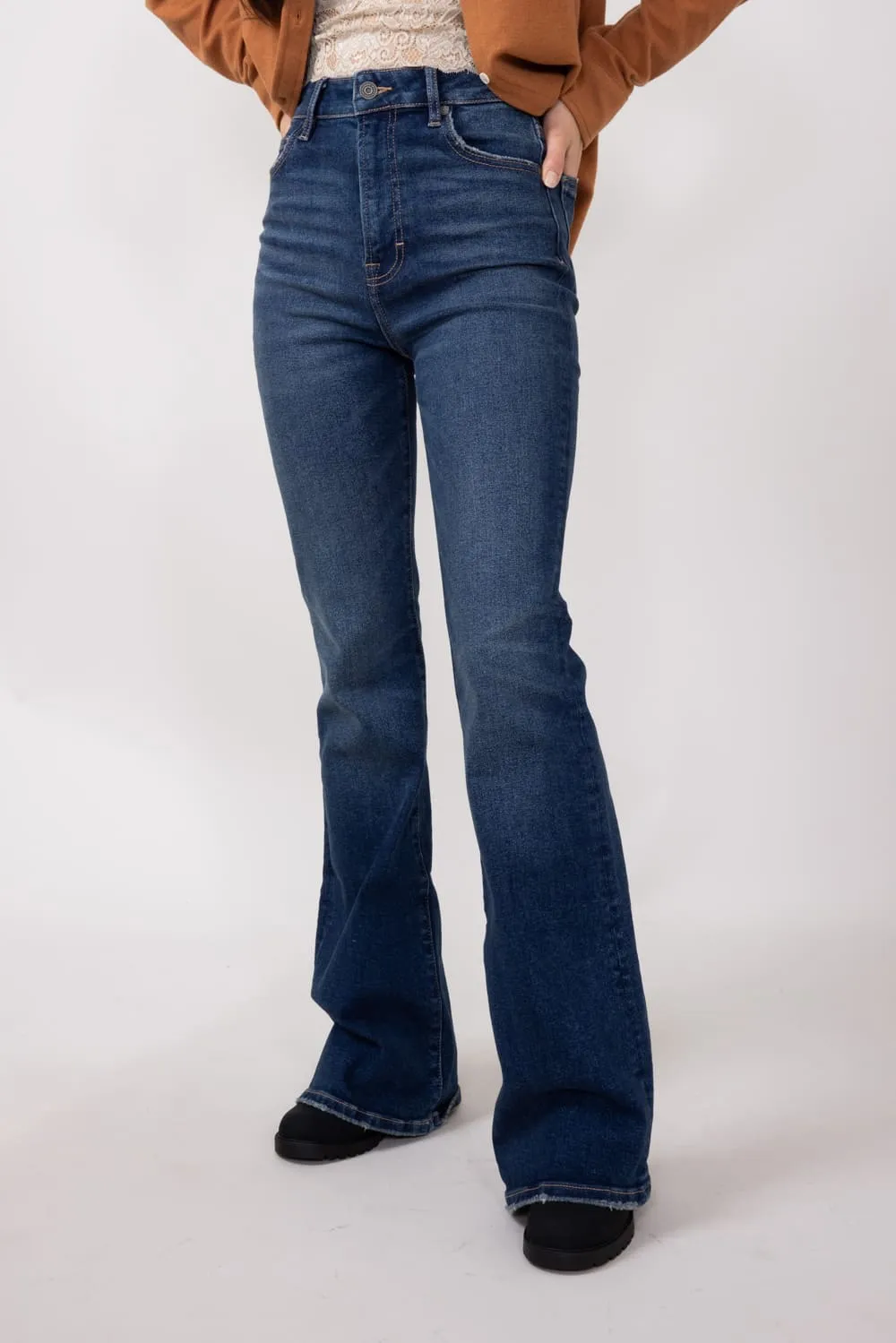 Hidden High Rise Flare Jeans for Women in Dark Wash | HD3285-DK sold by Glik’s product image thumbnail 4