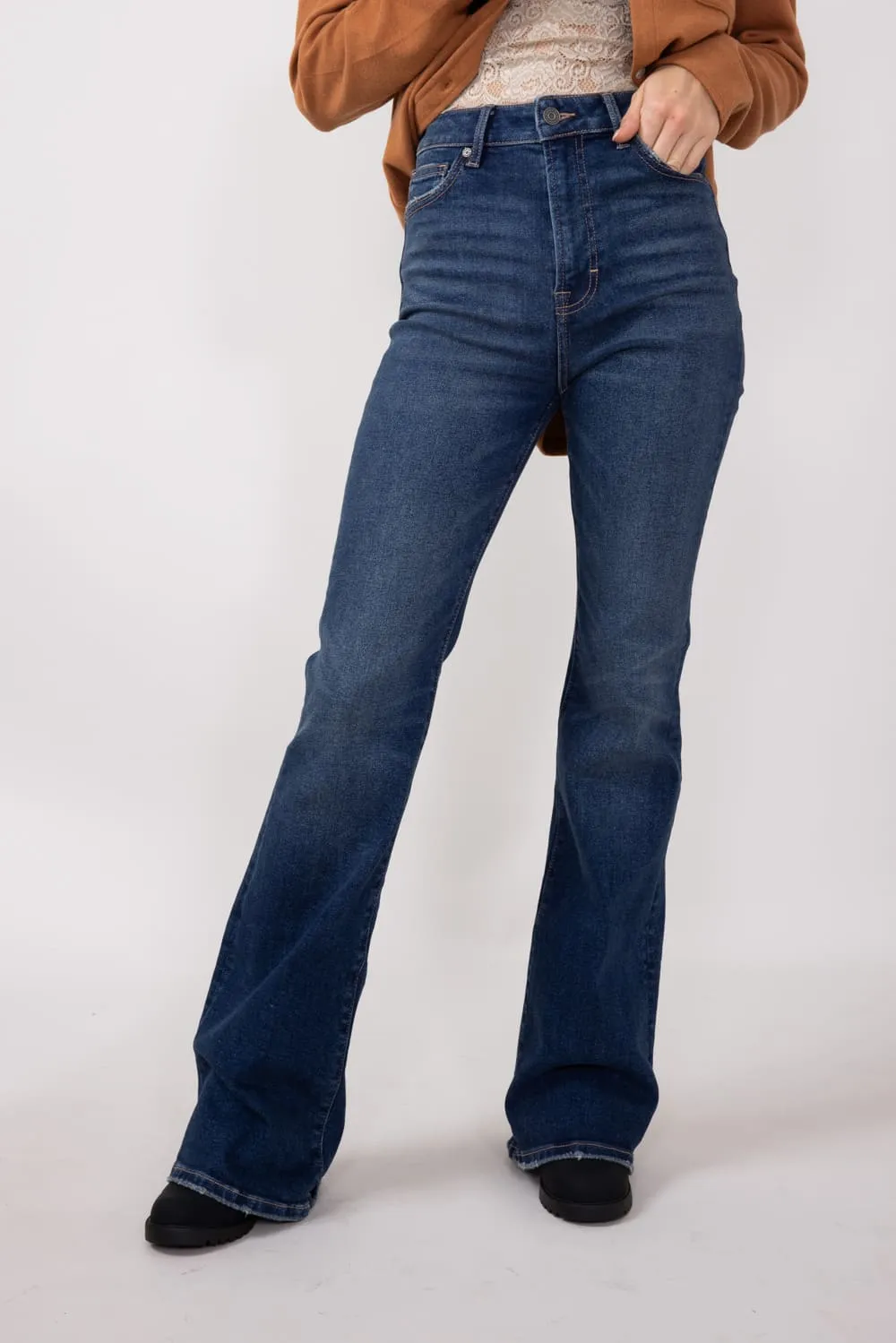 Hidden High Rise Flare Jeans for Women in Dark Wash | HD3285-DK sold by Glik’s