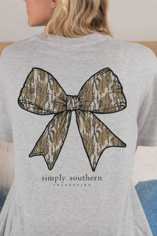 Simply Southern Camo Bow T-Shirt for Women in Ash Grey | SS-CAMOBOW-ASHGRY sold by Glik’s