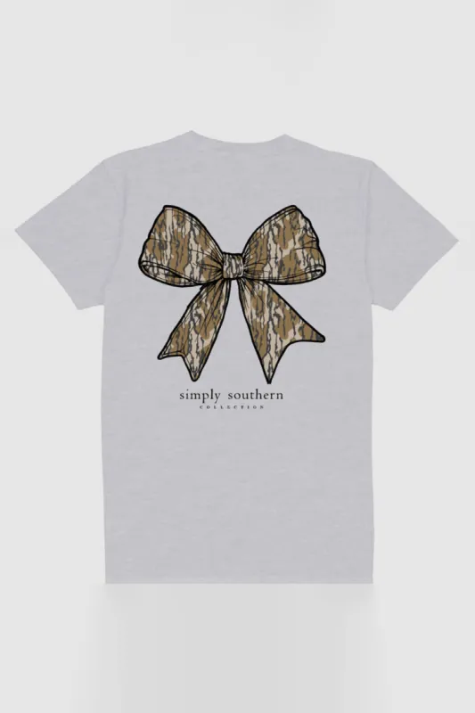 Simply Southern Plus Size Camo Bow T-Shirt for Women in Ash Grey | EXT-SS-CAMOBOW-ASHGRY sold by Glik’s
