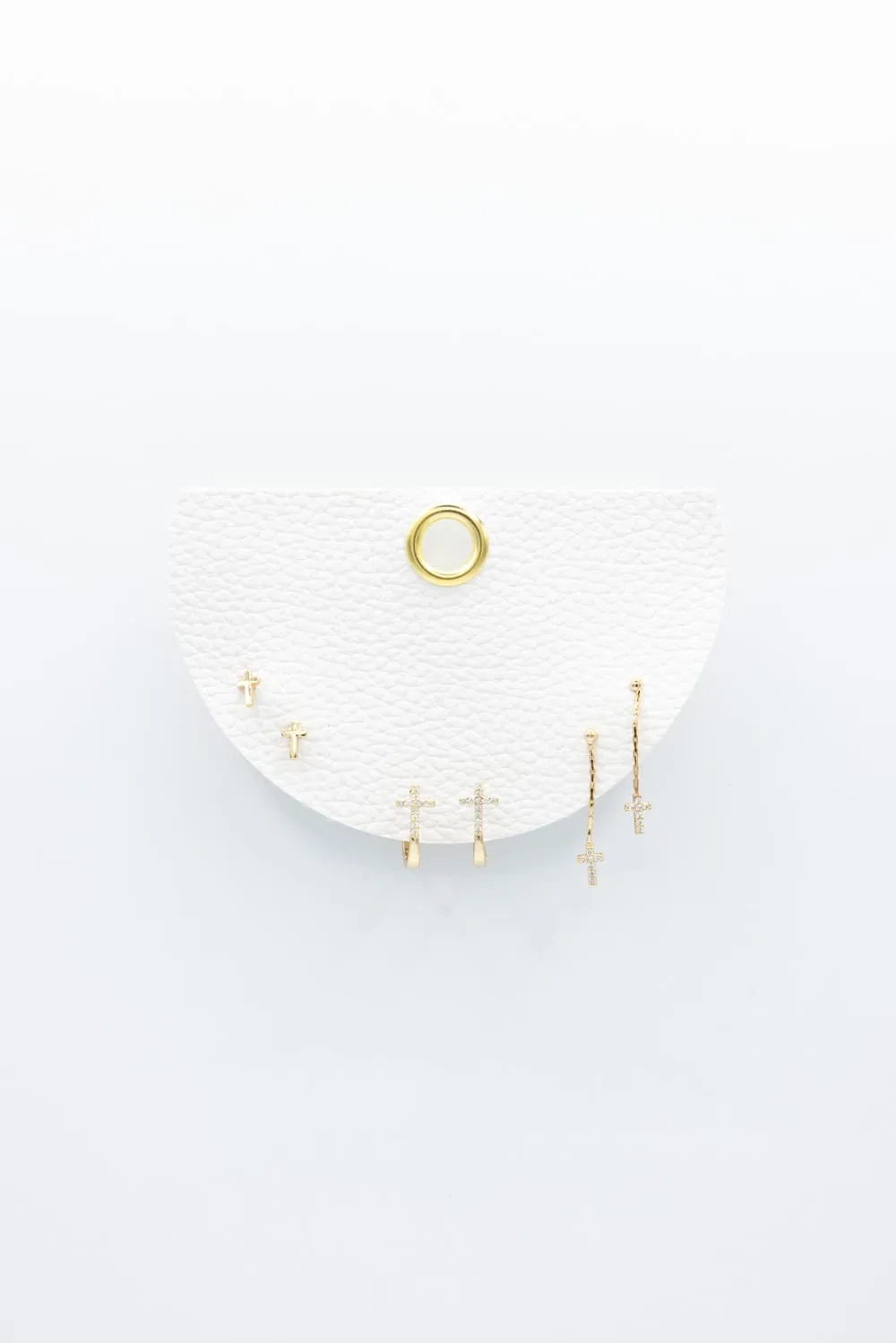 Three Pair Cross Earring Set for Women in Gold | NEA457GDCRY sold by Glik’s product image thumbnail 2
