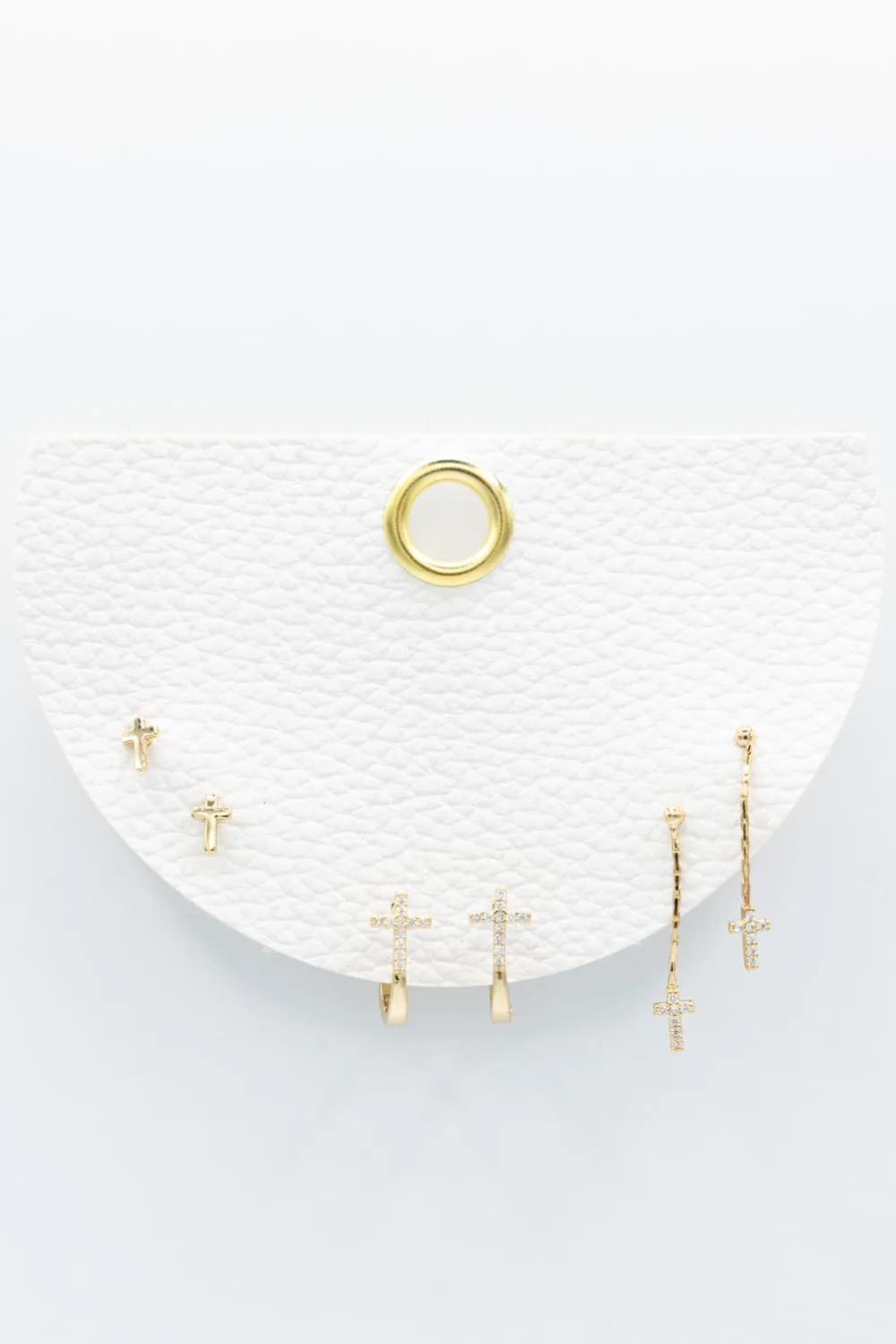 Three Pair Cross Earring Set for Women in Gold | NEA457GDCRY sold by Glik’s