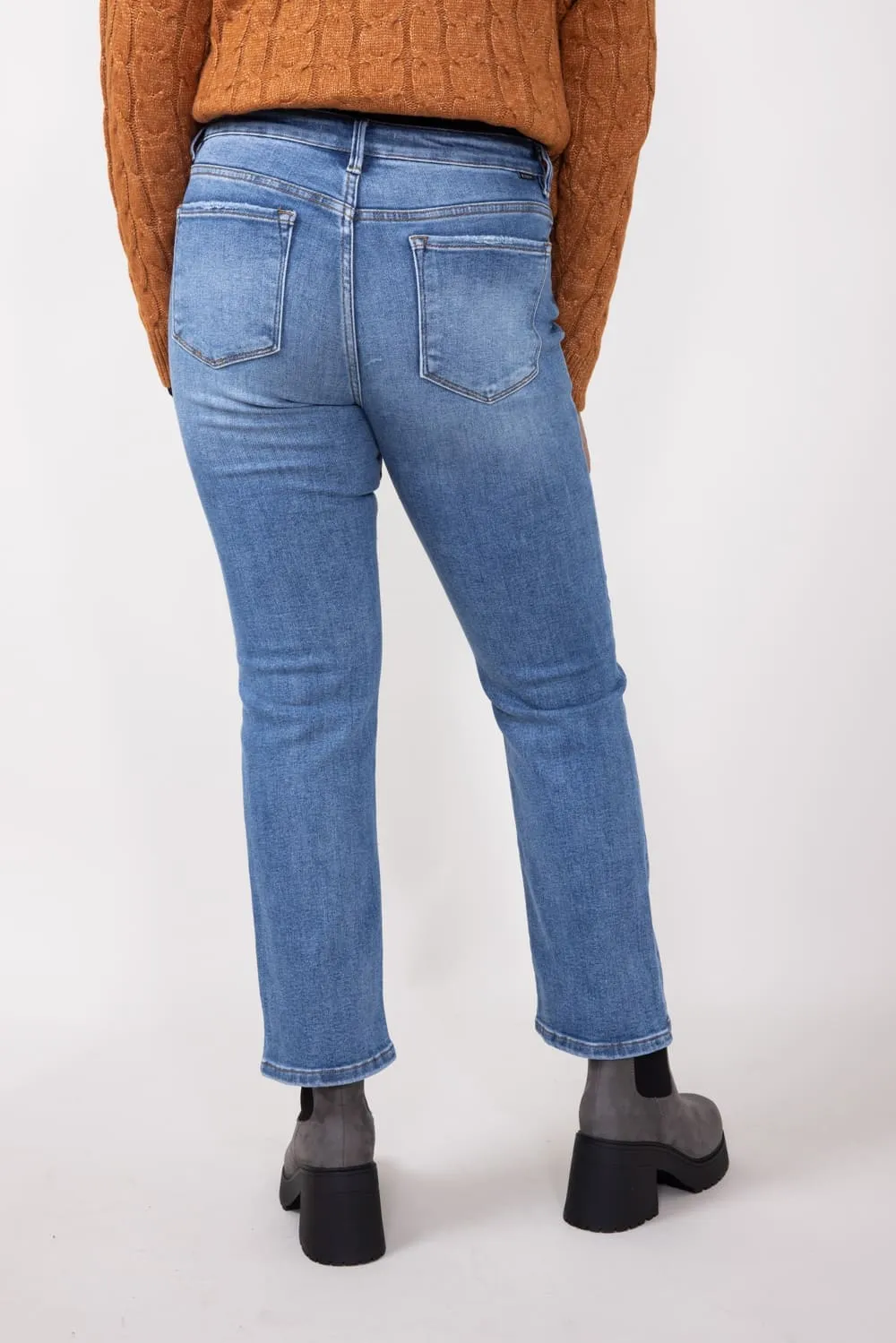 Risen Mid-Rise Medium Wash Straight Leg Jeans for Women | RDP5290CH-MD sold by Glik’s product image thumbnail 2