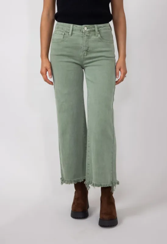 Risen High-Rise Cropped Wide Leg Jeans for Women in Olive | RDP5506-OLIVE sold by Glik’s